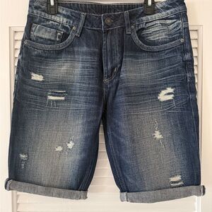 Buffalo David Bitton Blue Distressed Denim Shorts